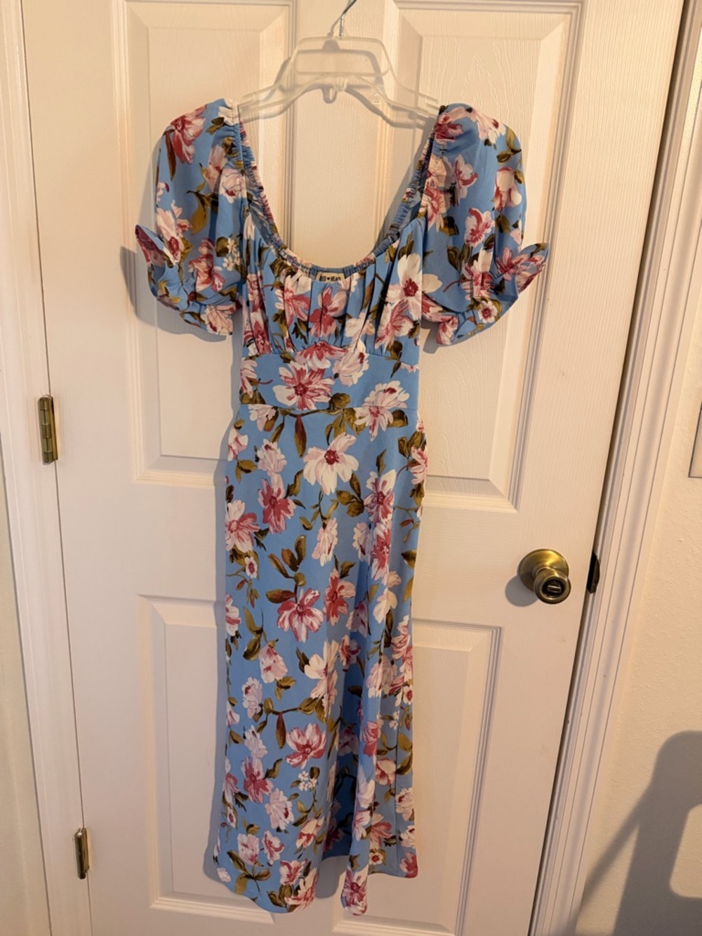Inspired Hearts Sky Blue Floral Dress with Pink Blooms